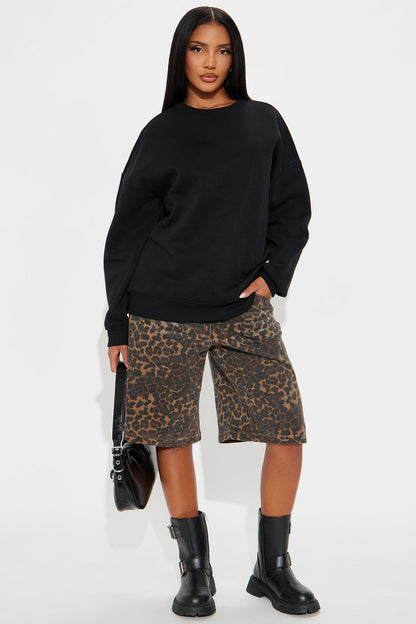 Candice Oversized Crewneck Sweatshirt - Black