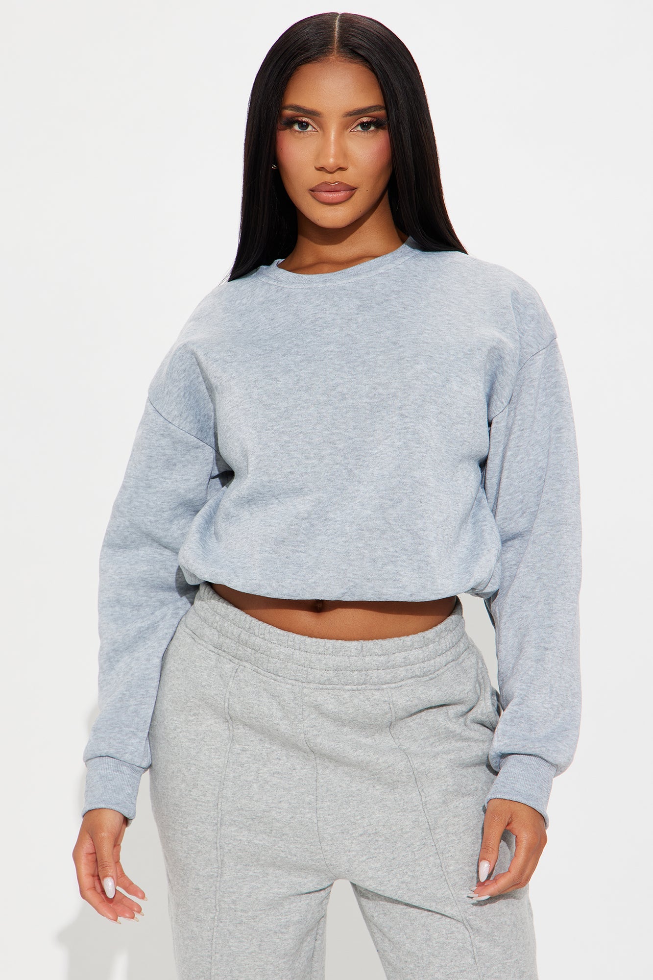 Classic Look Bubble Fleece Sweatshirt - Heather Grey