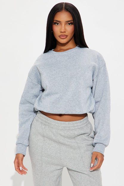 Classic Look Bubble Fleece Sweatshirt - Heather Grey