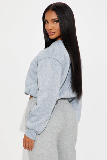 Classic Look Bubble Fleece Sweatshirt - Heather Grey
