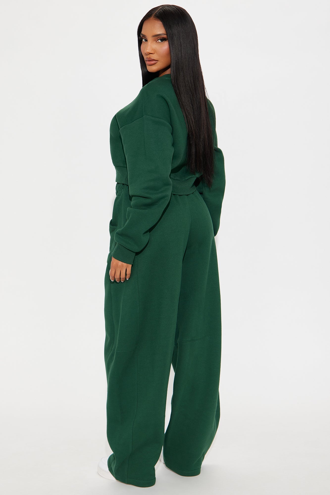 Free Spirit Fleece Barrel leg Pant Set - Hunter