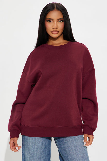 Candice Oversized Crewneck Sweatshirt - Burgundy