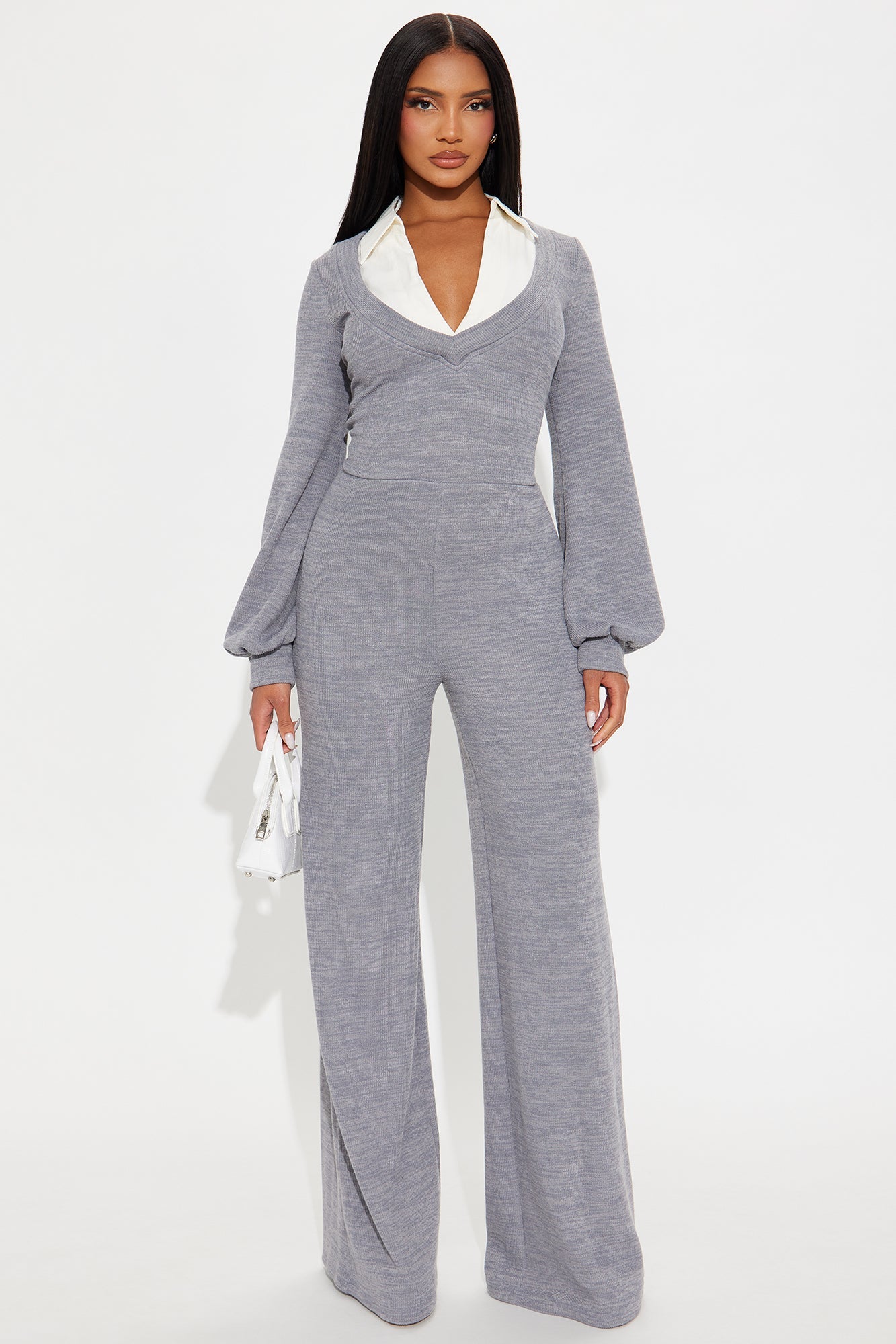 Marina Sweater Long Sleeve Jumpsuit - Dark Grey