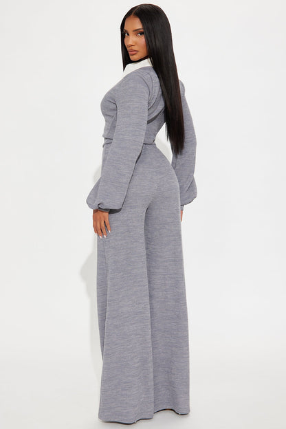 Marina Sweater Long Sleeve Jumpsuit - Dark Grey