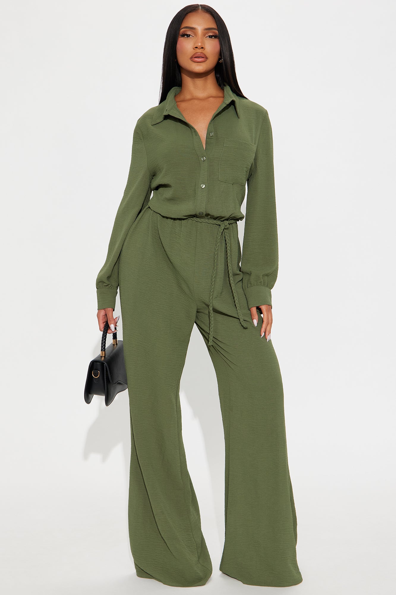 Myra Belted Jumpsuit - Olive