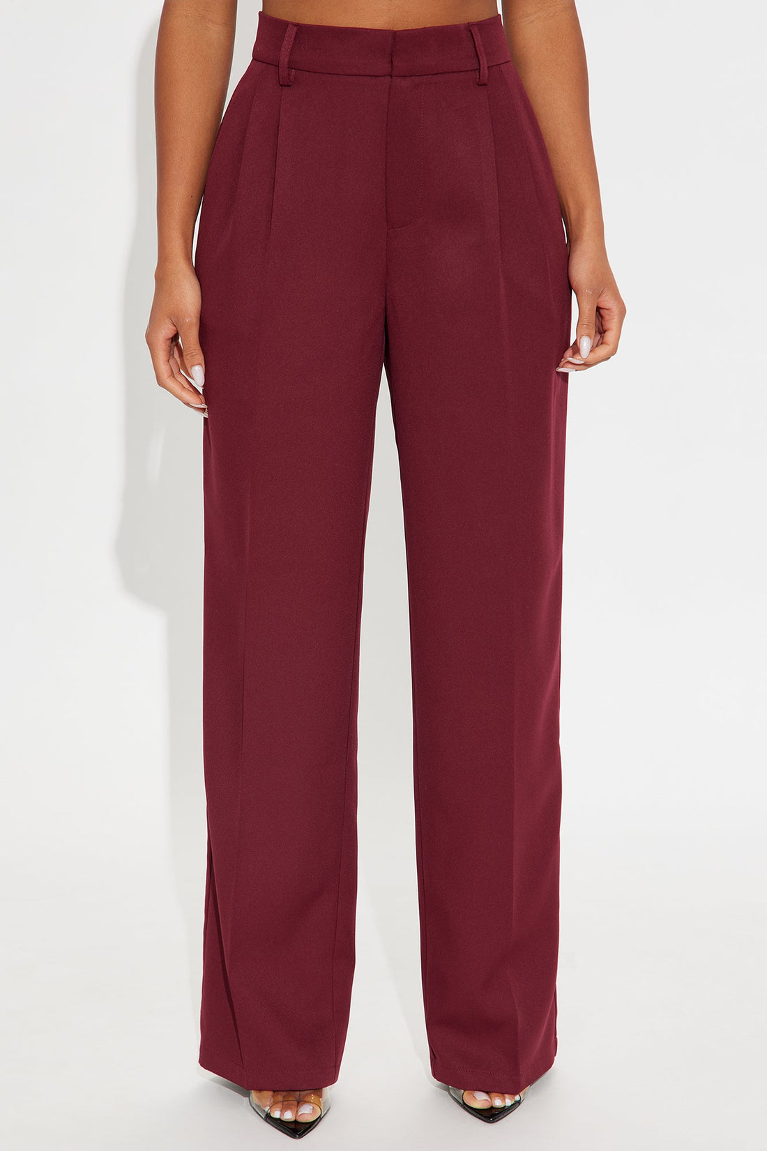 Kendall High Rise Trouser Pant - Burgundy