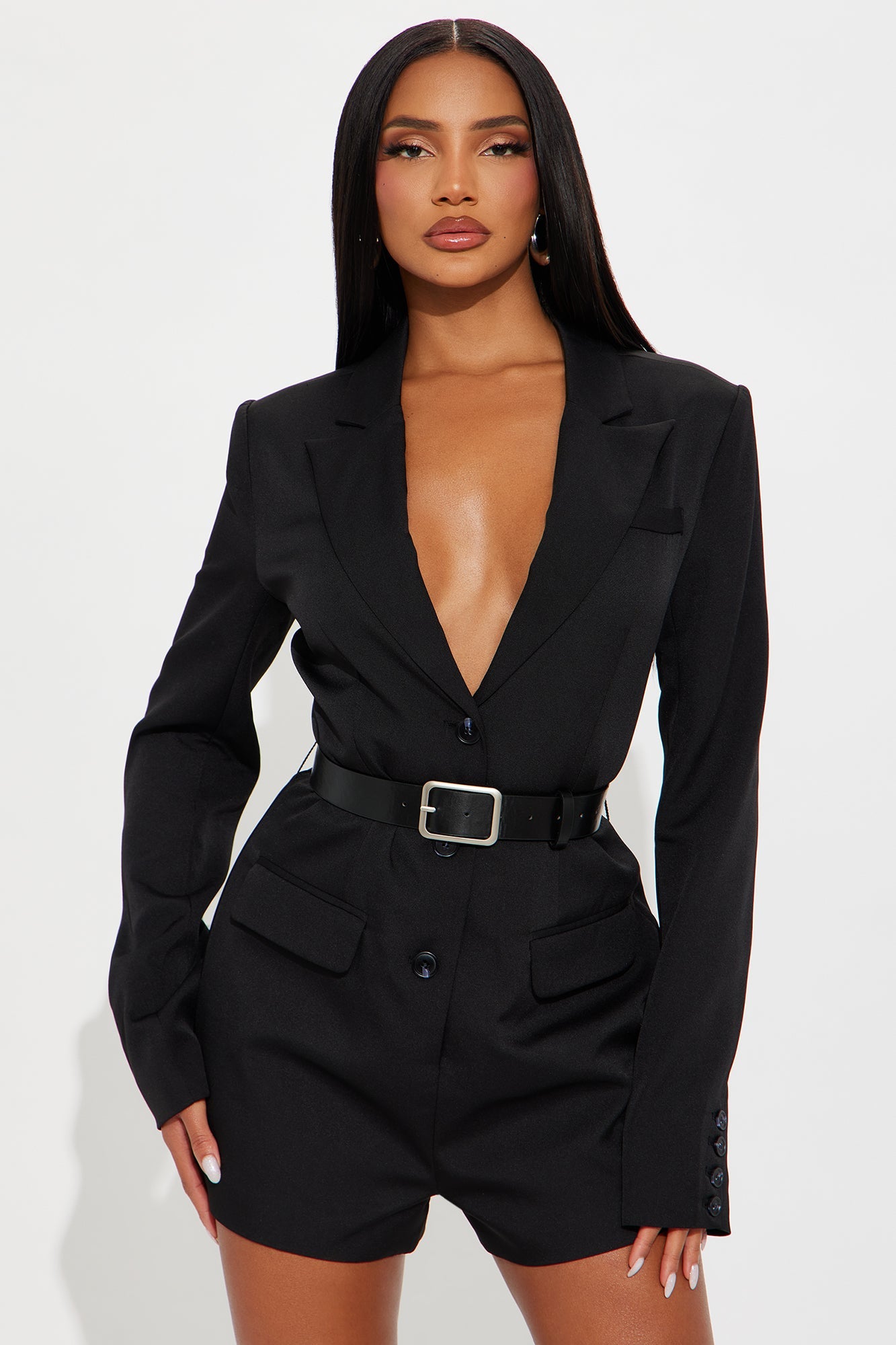 Kalani Blazer Belted Romper - Black