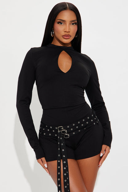 Desi Belted Romper - Black