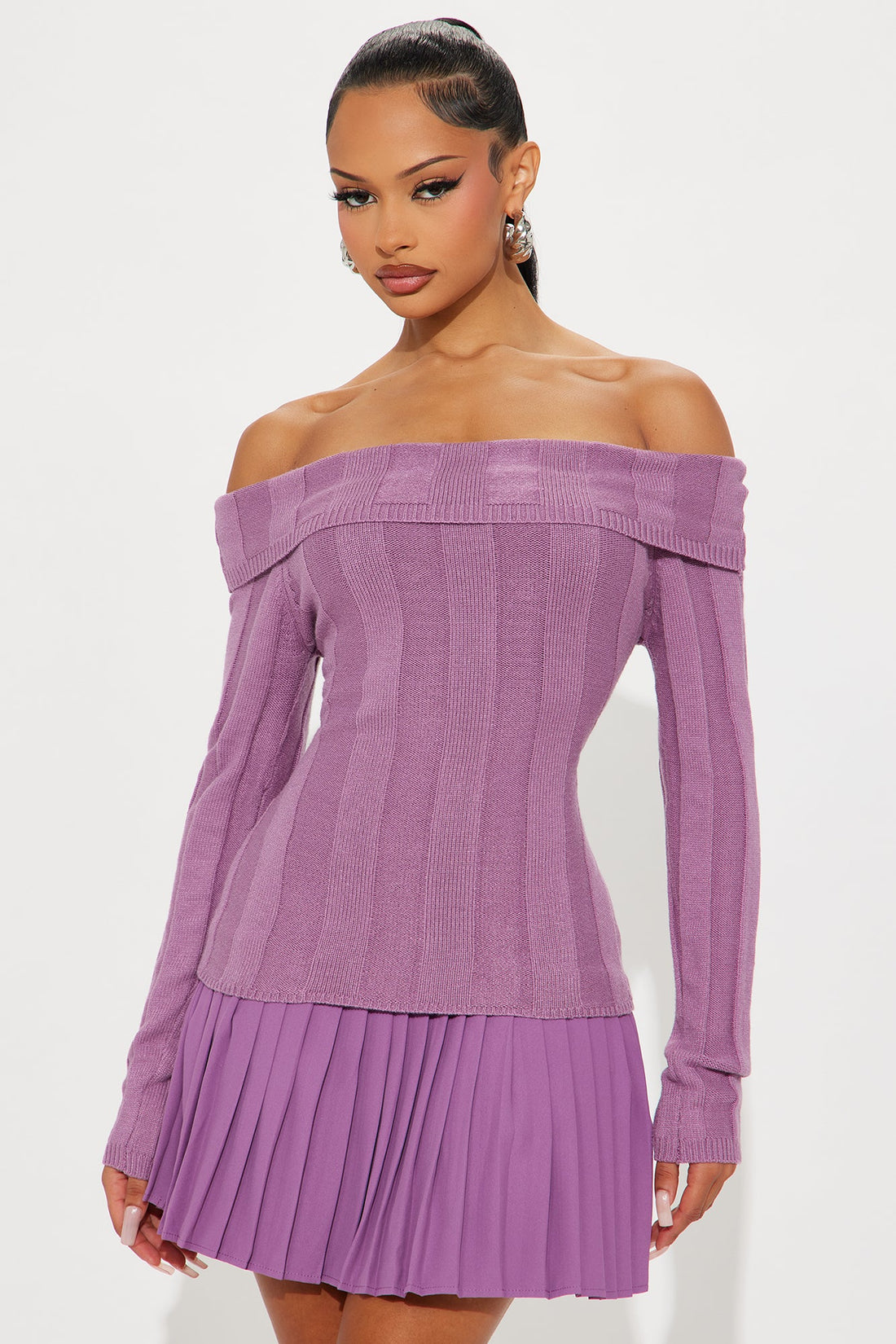 Elara Sweater Mini Dress - Mauve