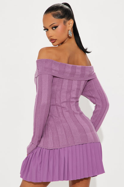 Elara Sweater Mini Dress - Mauve