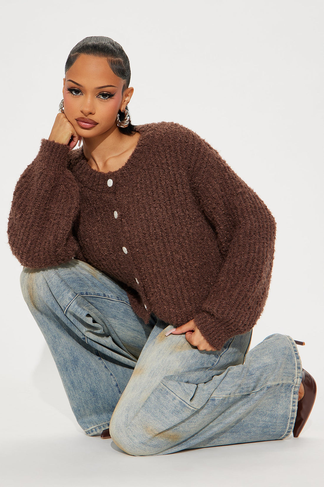 Vibe With Me Cardigan - Chestnut