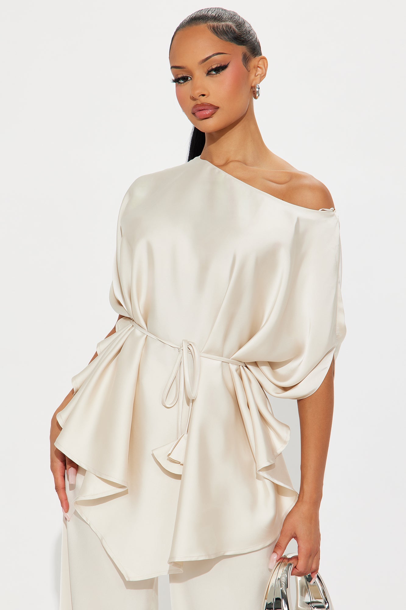 Everly Satin Pant Set - Champagne