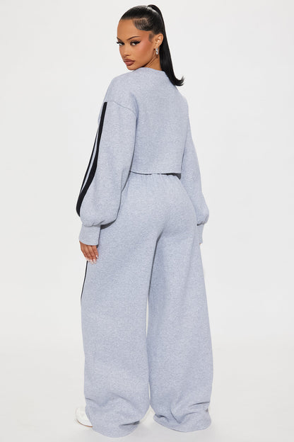 New Levels Fleece Pant Set - Heather Grey