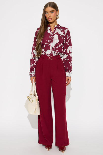 Innocent Promise Crepe Knit Wide Leg Pant 31 - Wine