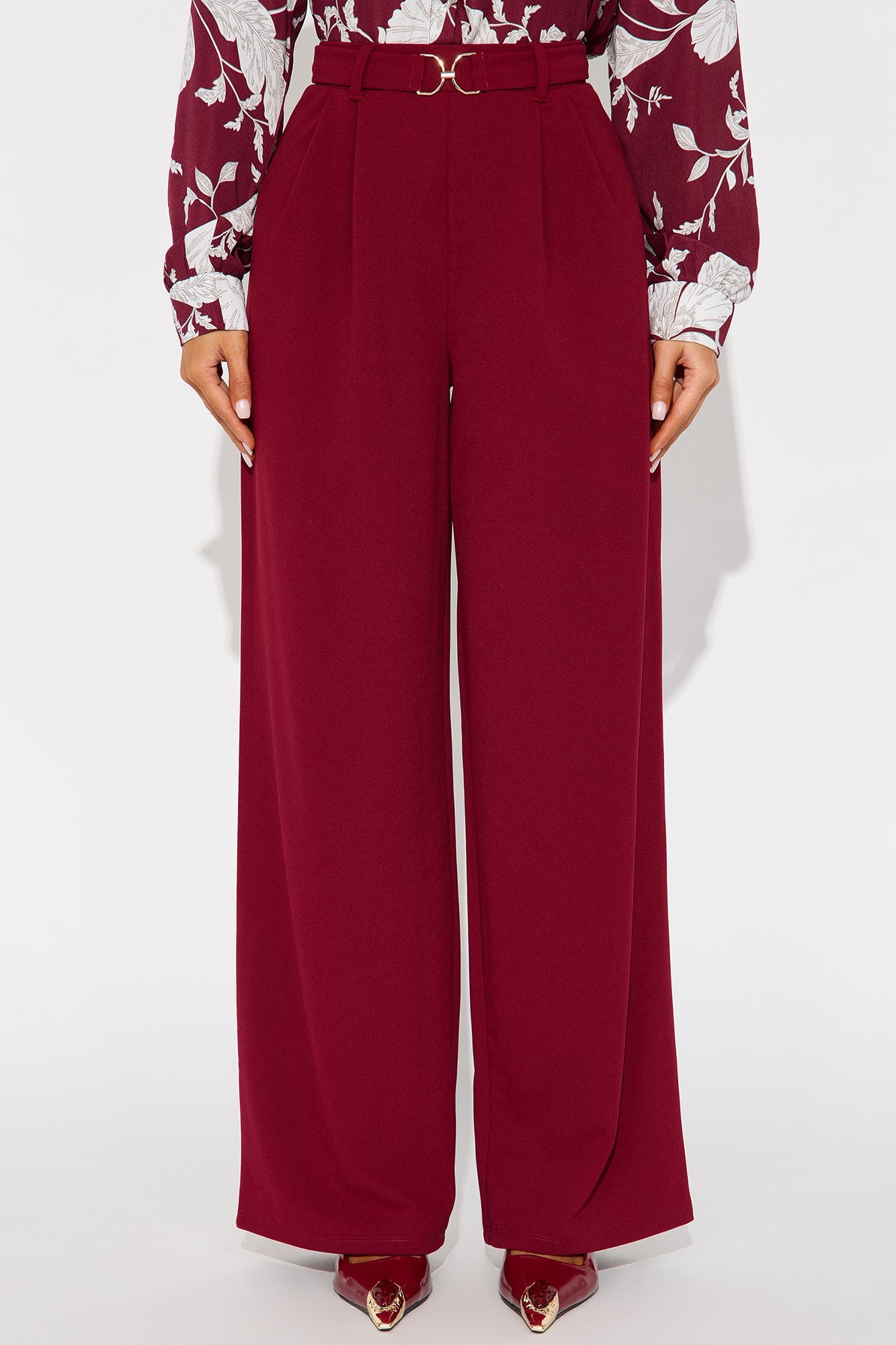 Innocent Promise Crepe Knit Wide Leg Pant 31 - Wine