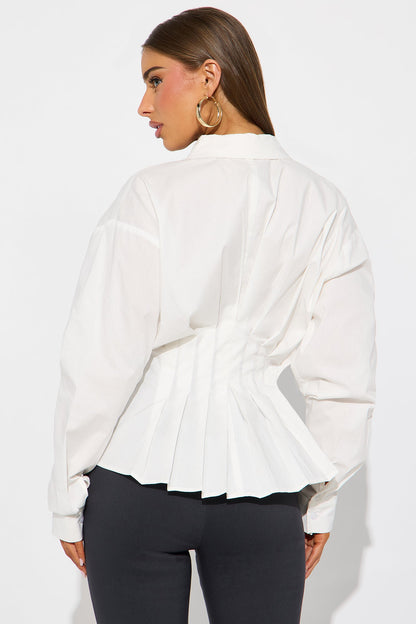 Kandice Pleated Poplin Shirt - White