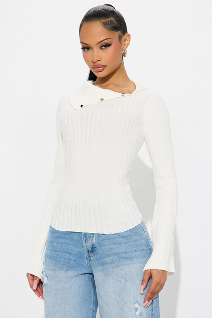 A Softy Collared Sweater Top - Ivory
