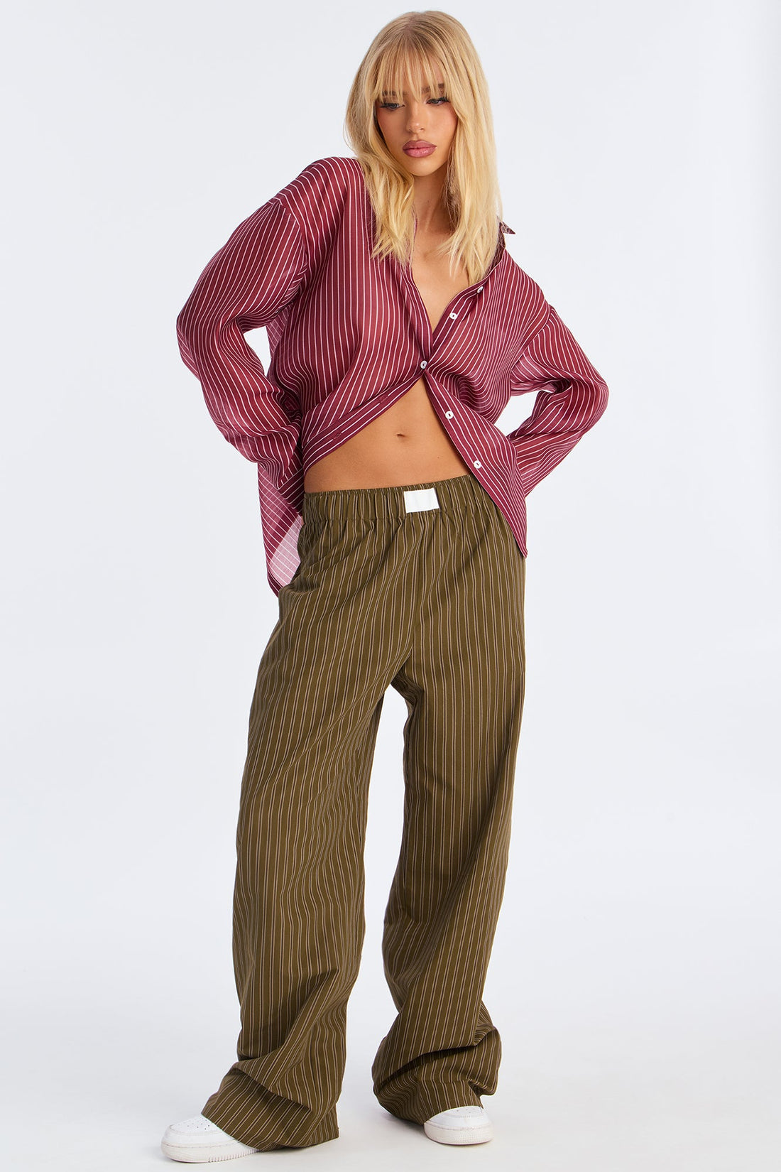 Aurora Striped Boxer Pant - Olive