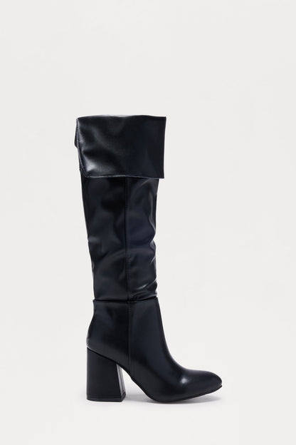 Brendan Faux Leather Boots - Black