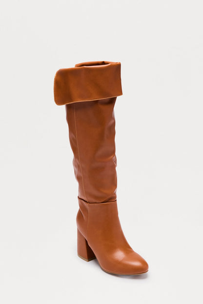 Brendan Faux Leather Boots - Cognac