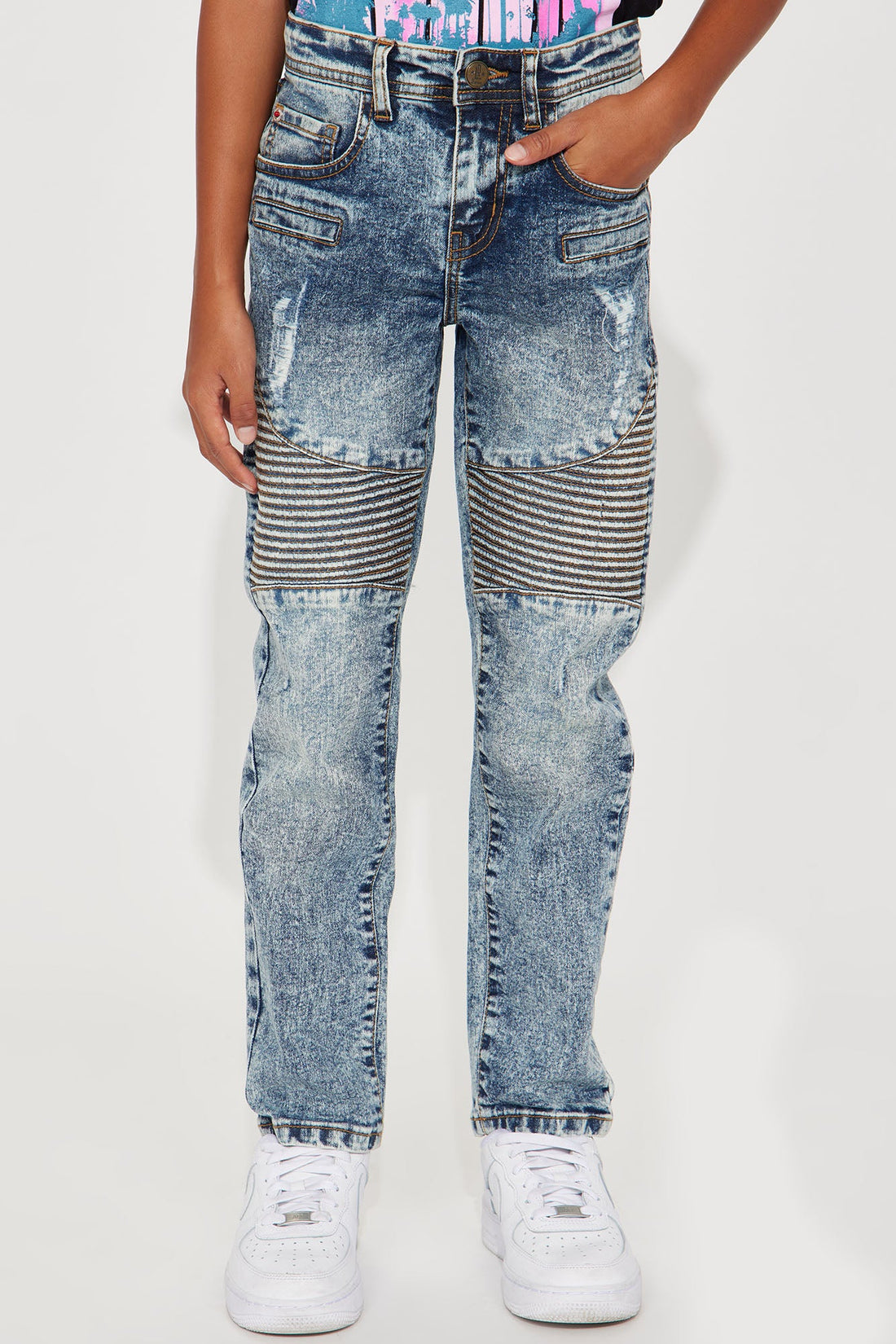 Mini Dee Moto Skinny Jeans - Light Wash