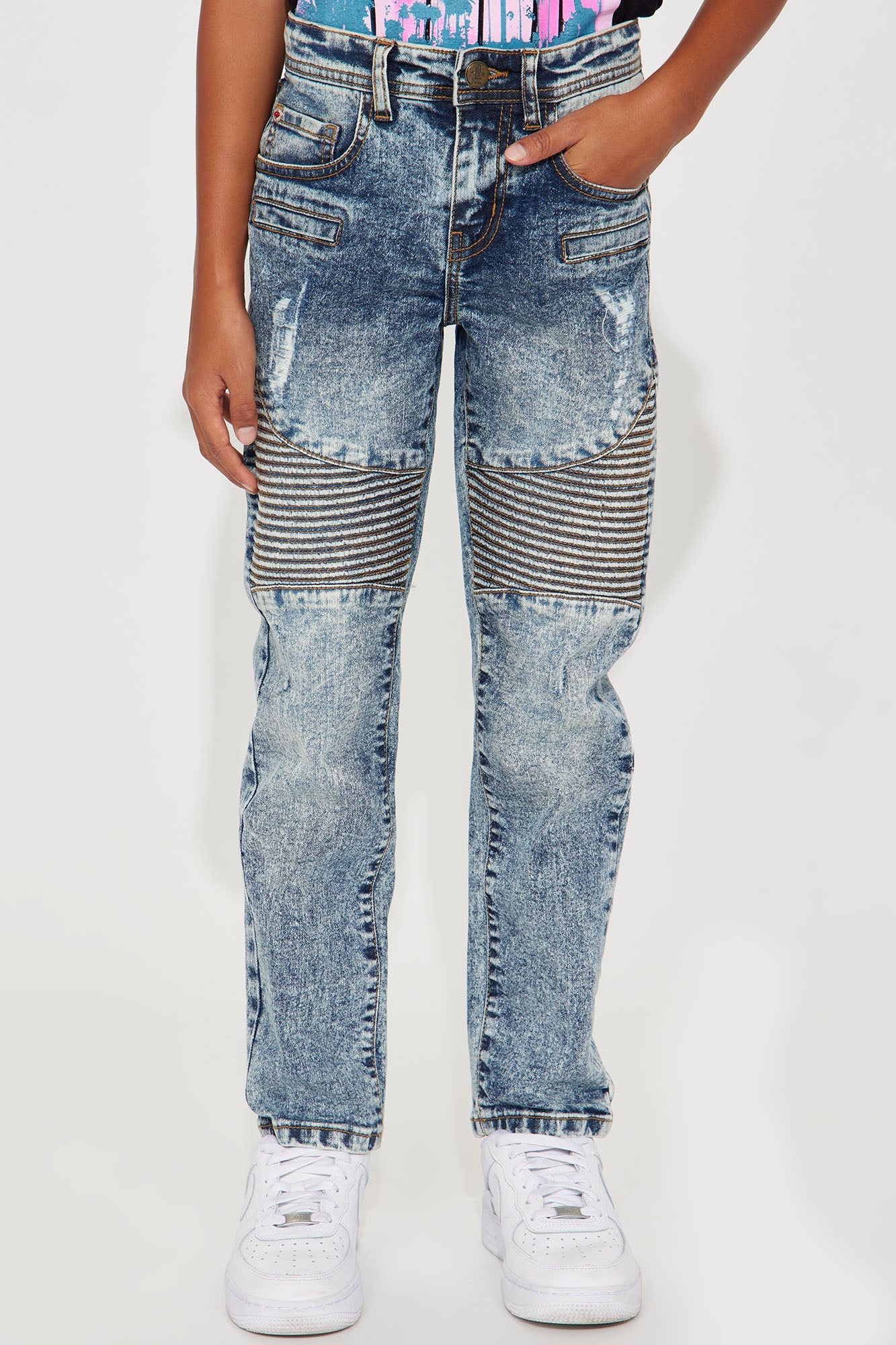 Mini Dee Moto Skinny Jeans - Light Wash