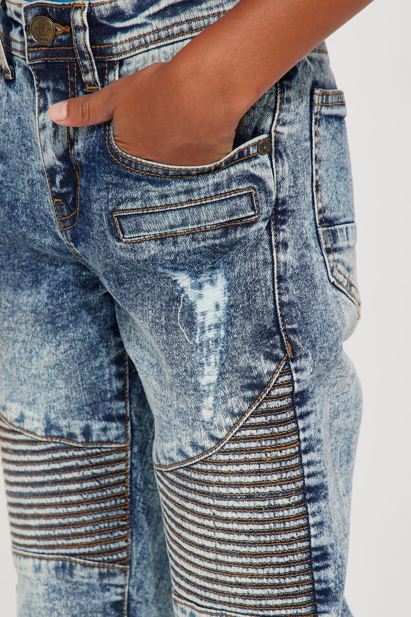 Mini Dee Moto Skinny Jeans - Light Wash