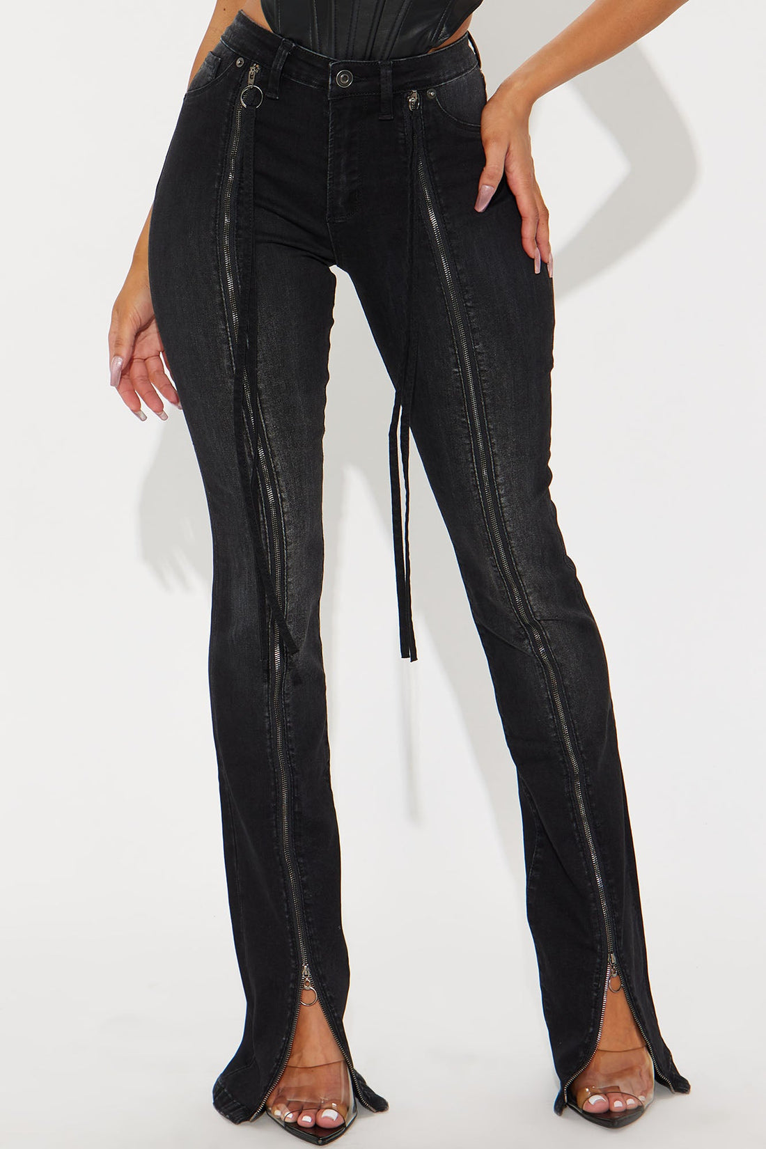 Tall Not So Basic Stretch Zipper Bootcut Jeans - Black
