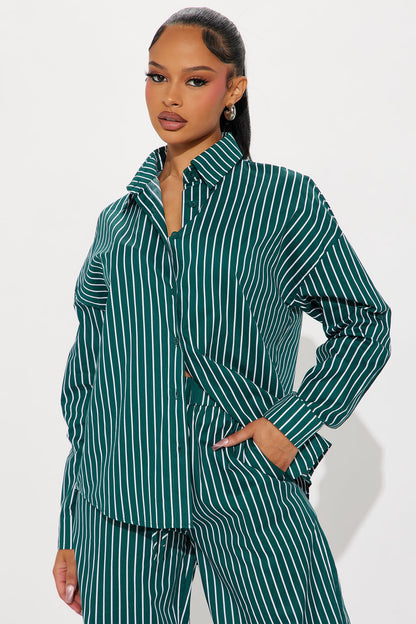 Sara Striped Wide Leg Pant Set - Green