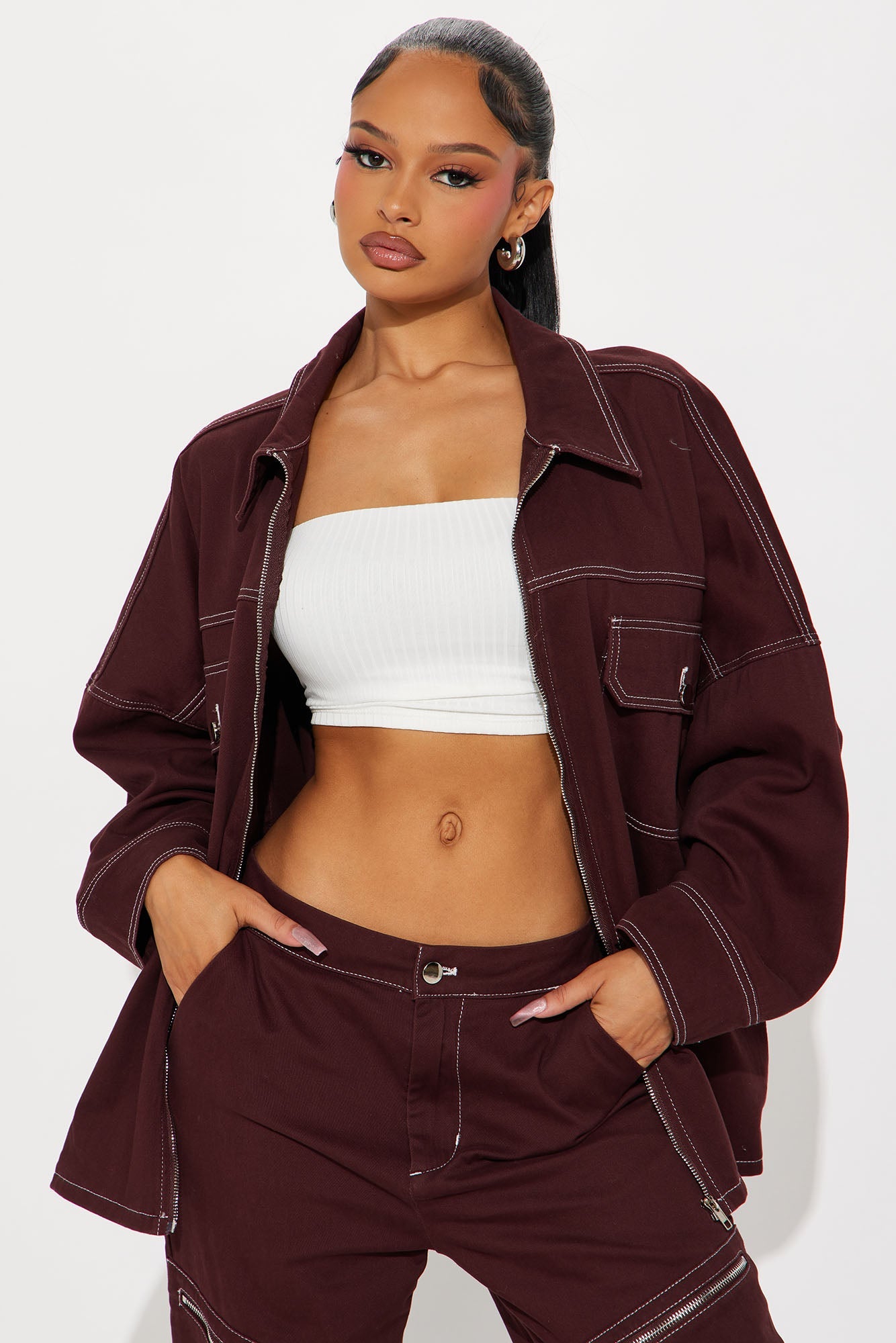 Lost Control Pant Set - Burgundy