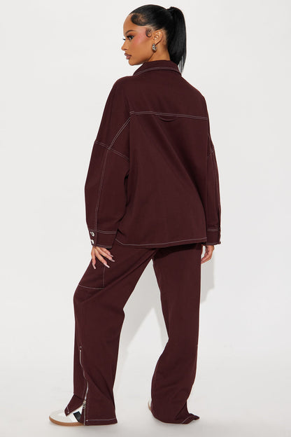 Lost Control Pant Set - Burgundy
