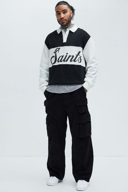 Tyson Saints Fleece Long Sleeve Polo - Black/combo