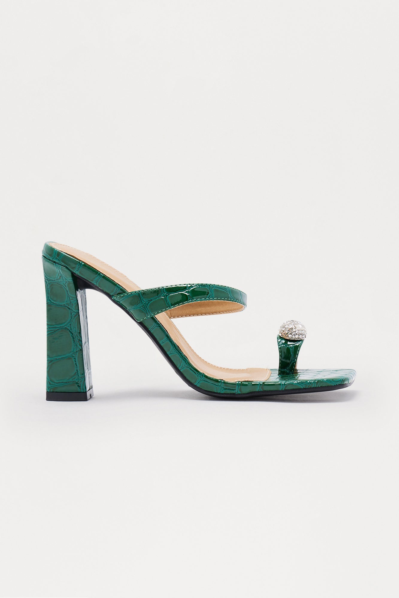 Drip Rhinestone Toe Ring Mules - Green
