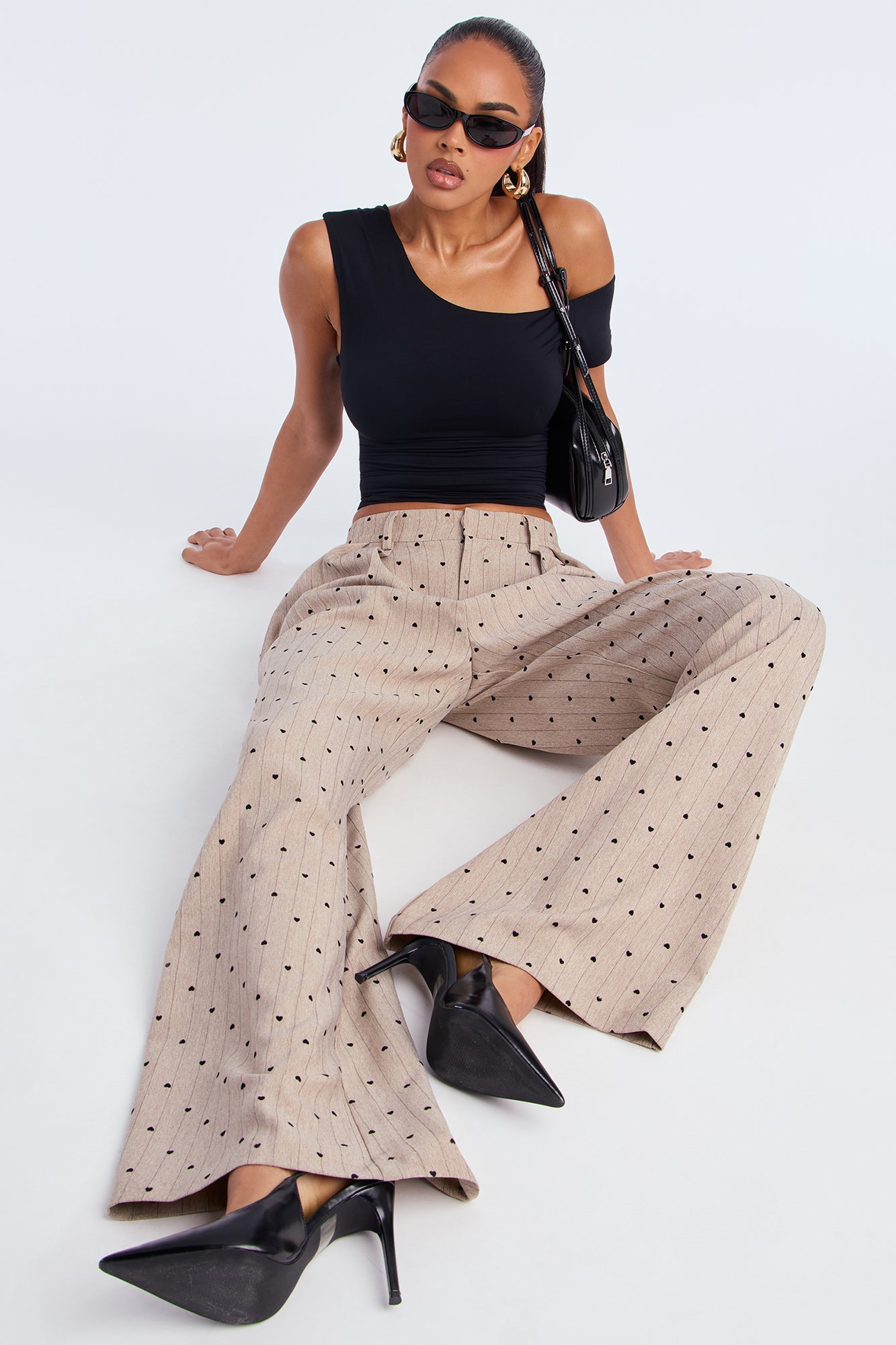 Hold Your Heart Pinstripe Trouser Pant 33″ - Taupe
