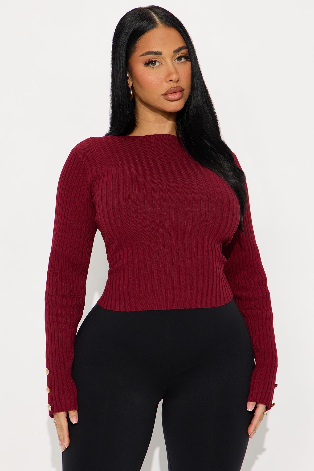 Sweet Revenge Backless Sweater Top - Burgundy