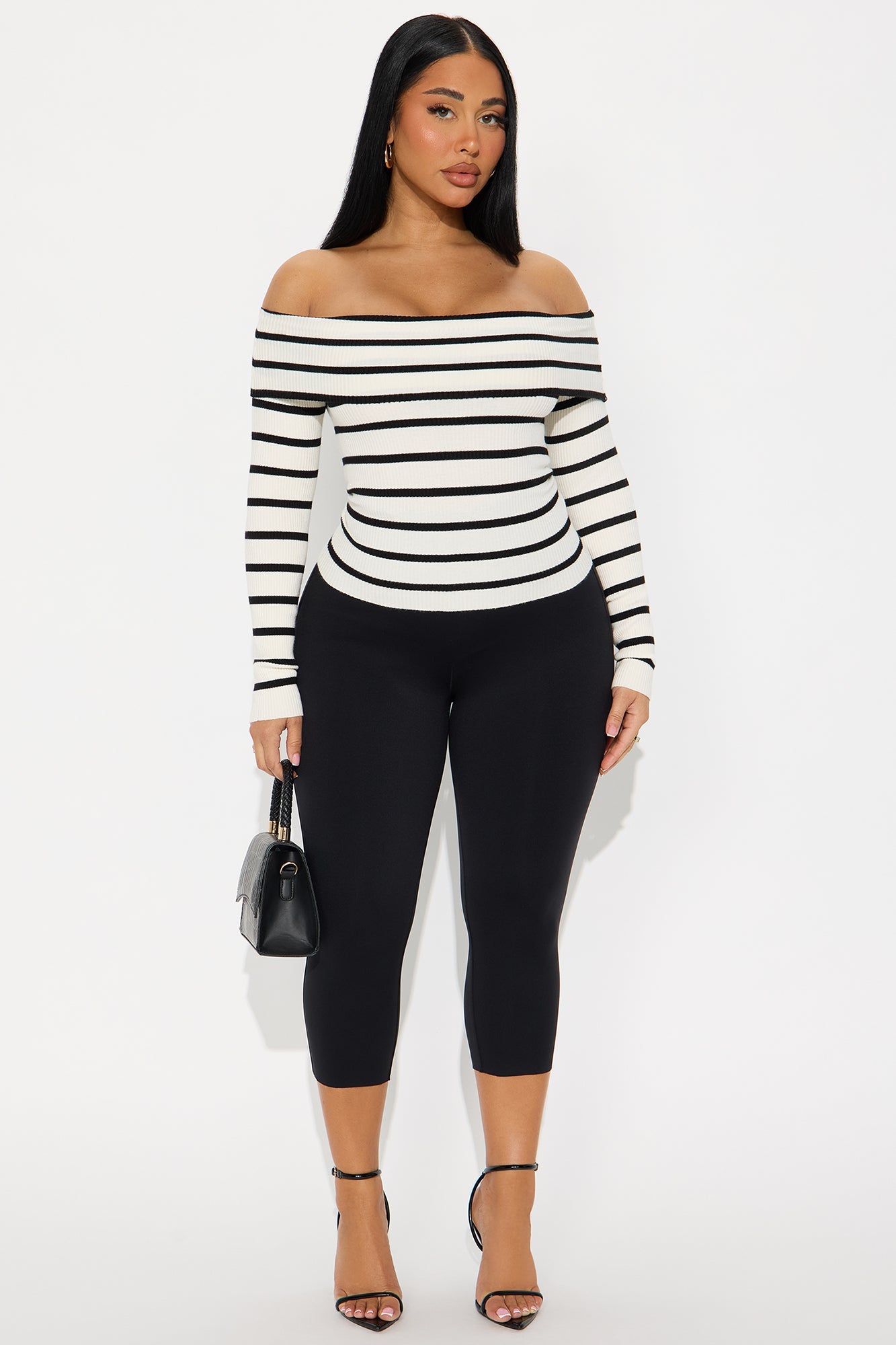 Lina Striped Sweater Top - Cream/combo