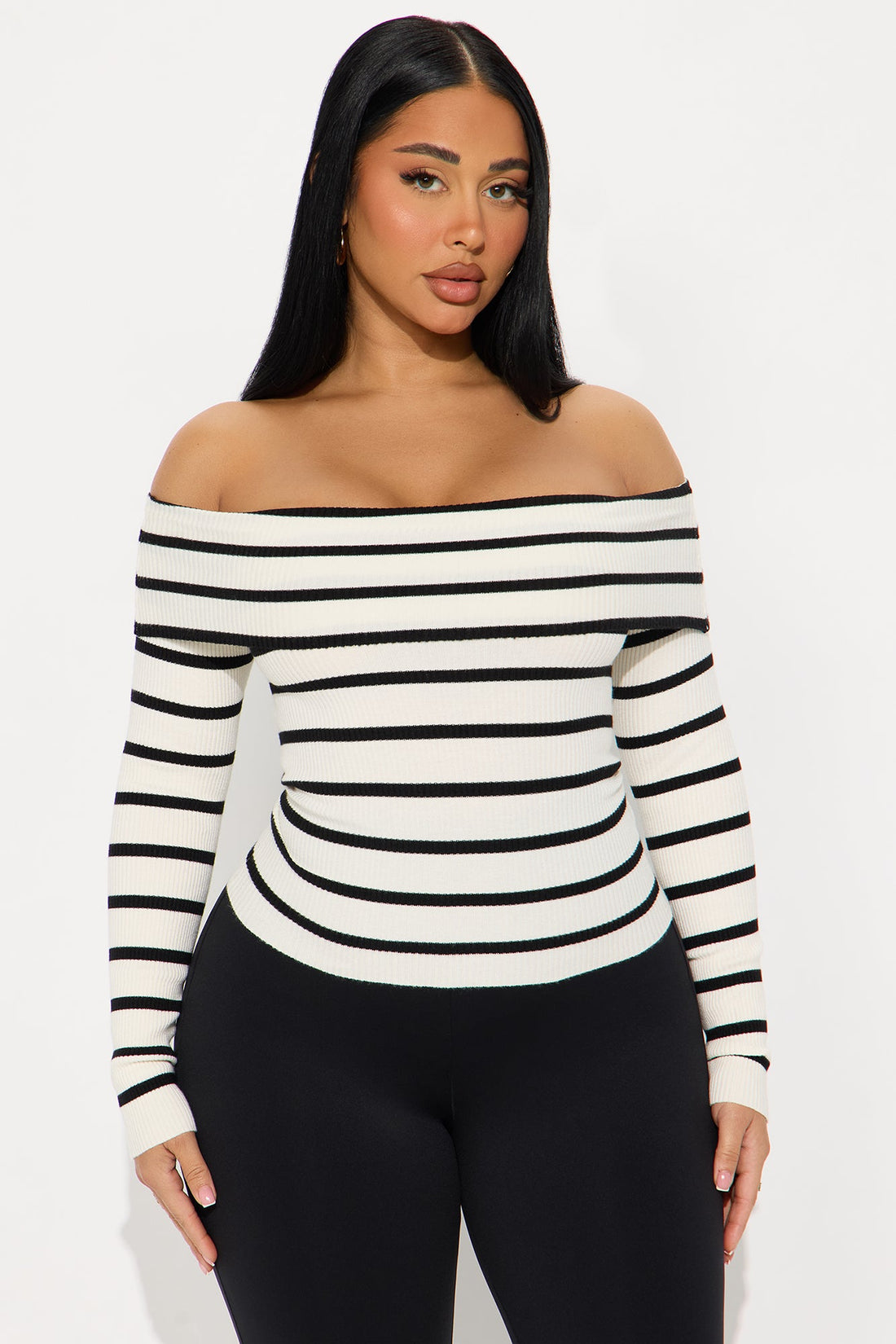 Lina Striped Sweater Top - Cream/combo