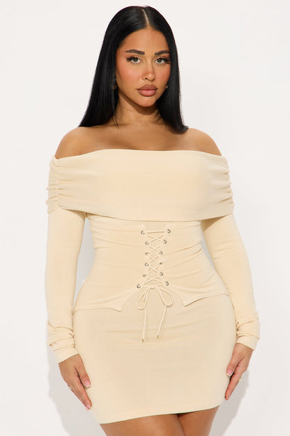 Luisa Sweater Corset Mini Dress - Ivory