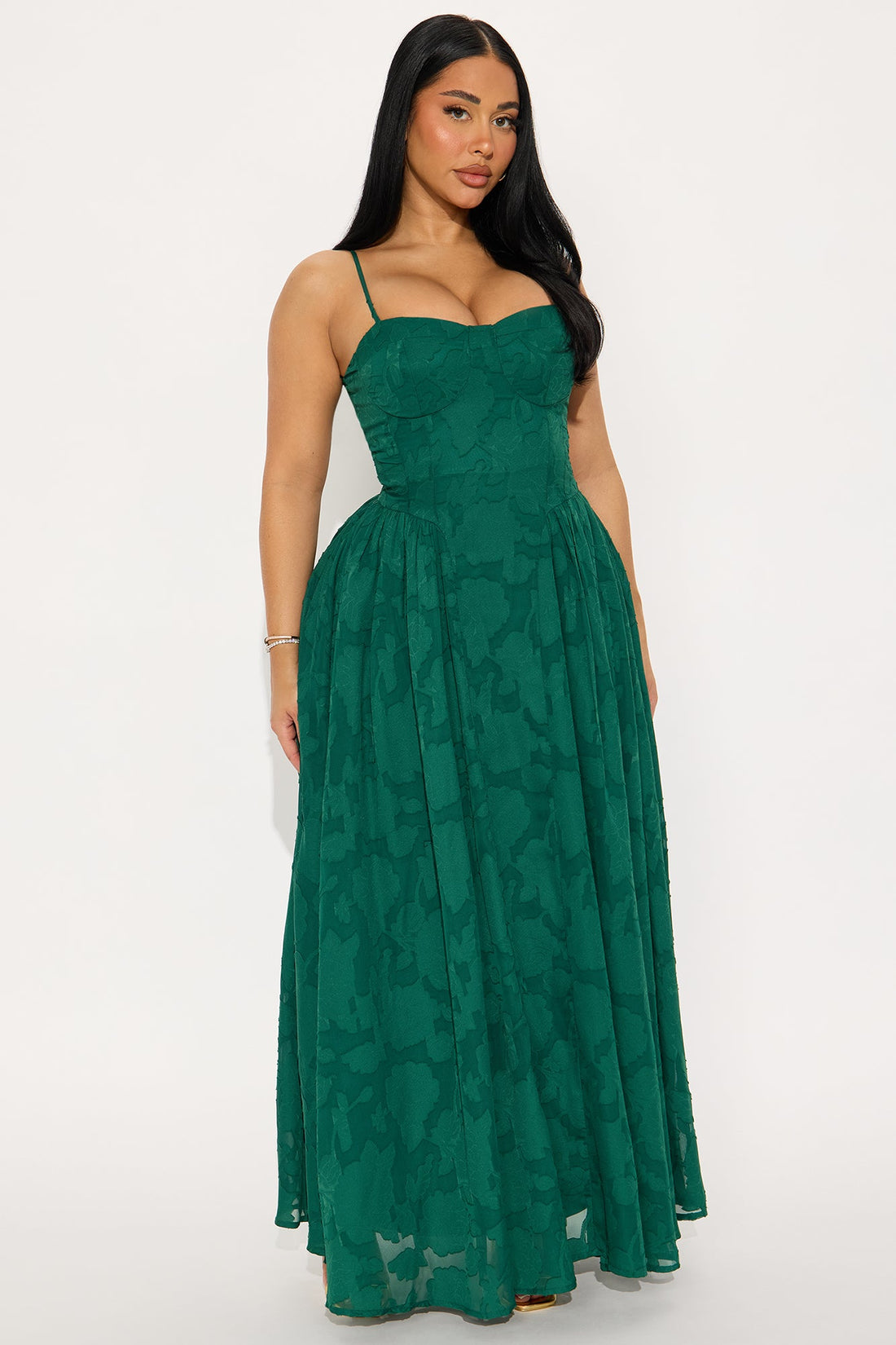 Morning Kiss Jacquard Maxi Dress - Hunter