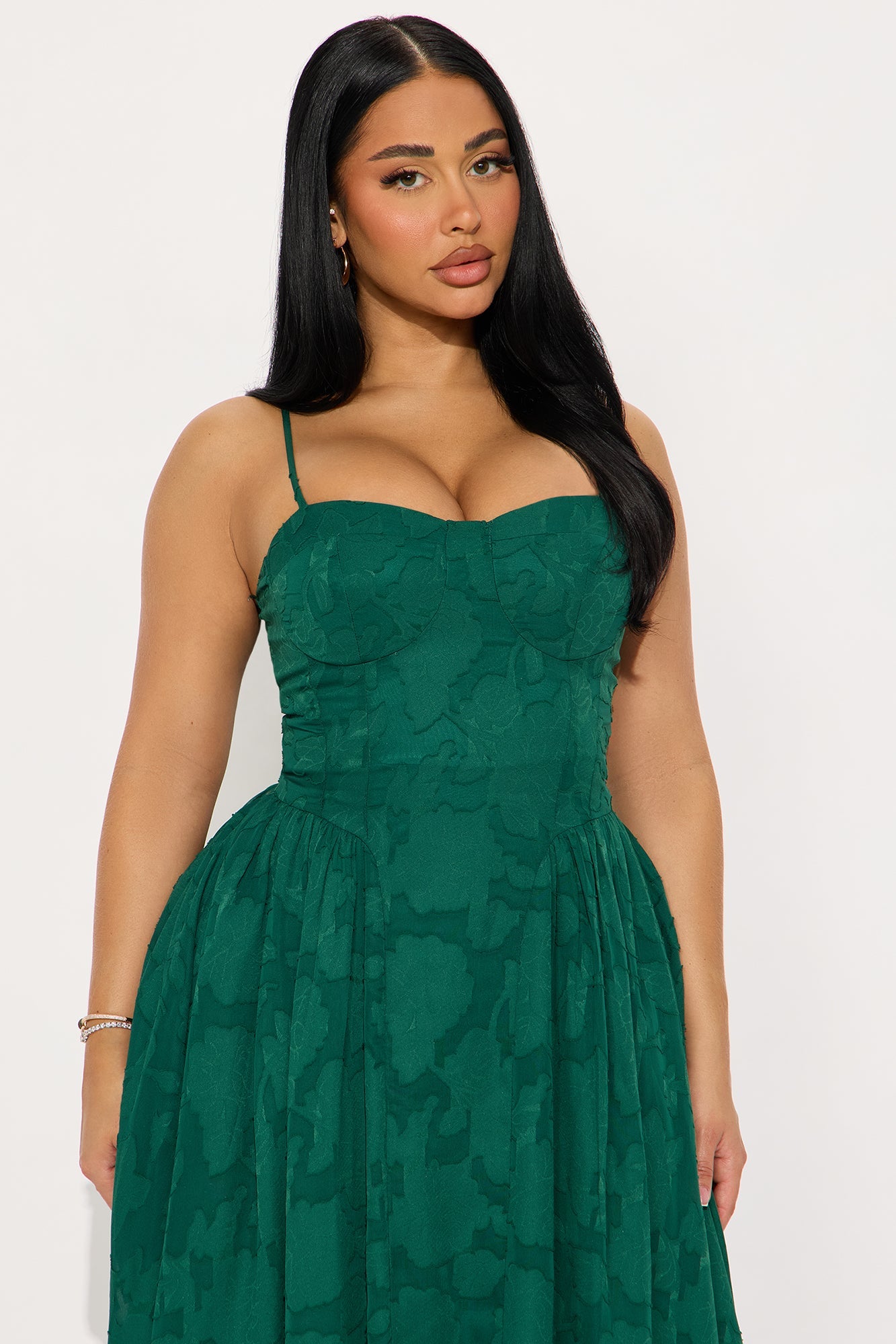 Morning Kiss Jacquard Maxi Dress - Hunter