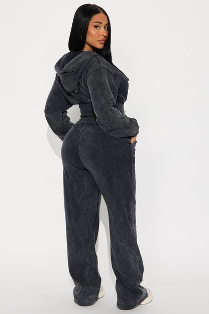 Mood All Day French Terry Pant Set - Charcoal