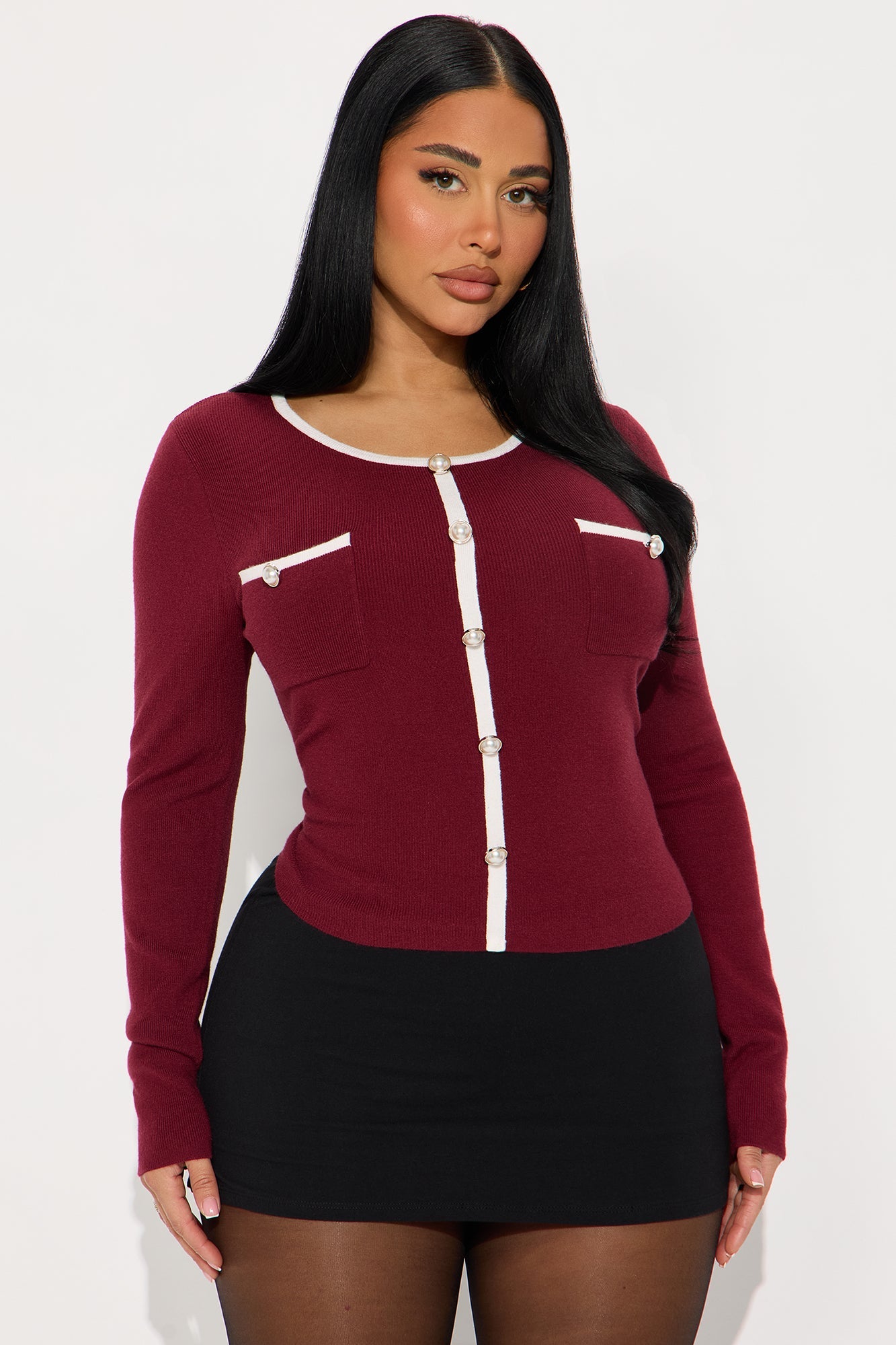 Eloise Sweater - Burgundy/combo
