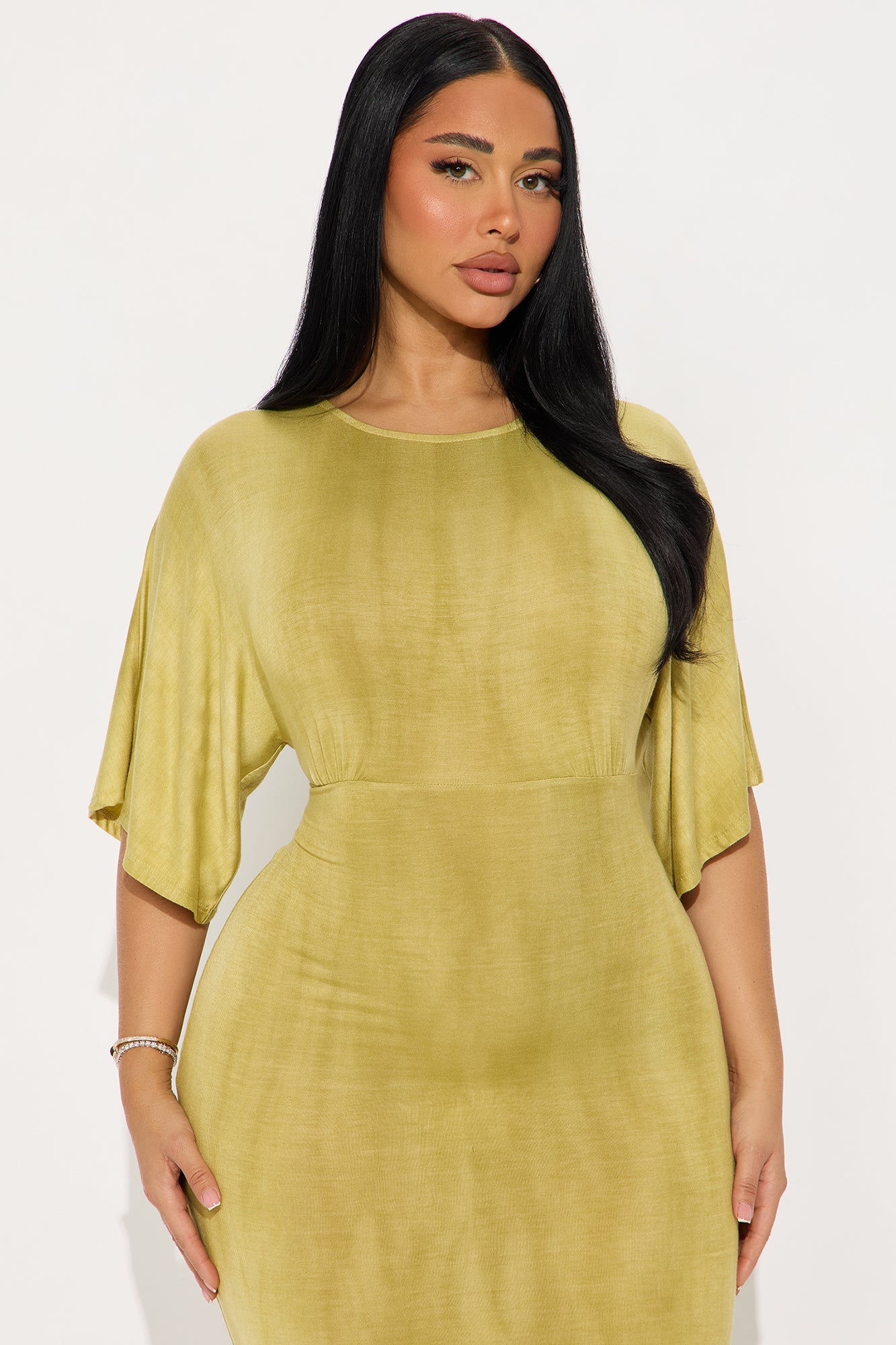 Crystal Tie Dye Midi Dress - Mustard