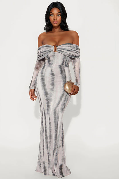 Halo Heat Mesh Maxi Dress - Grey/combo