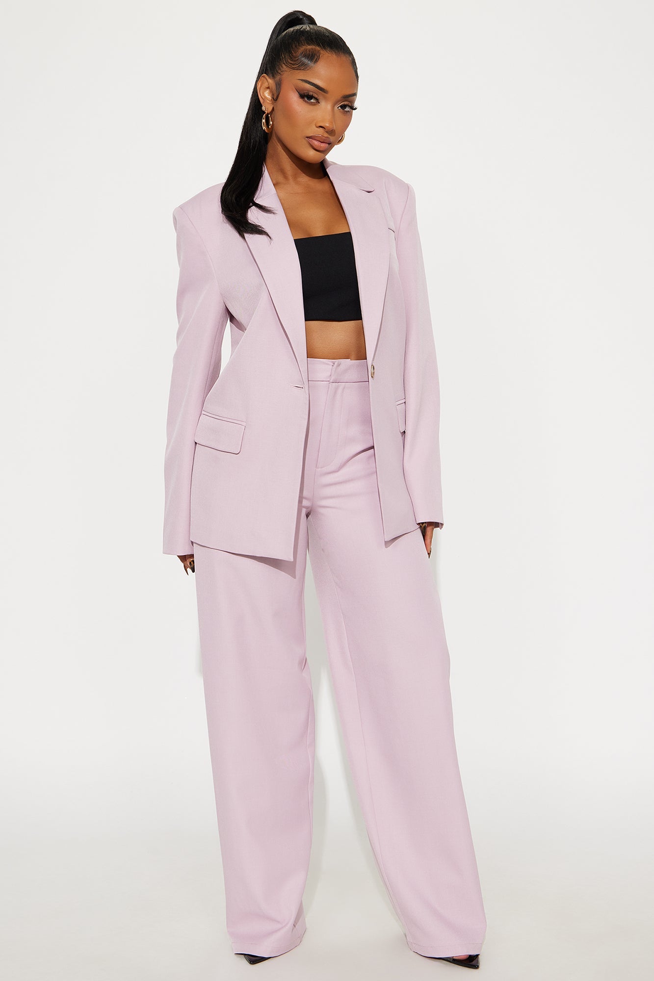 Close The Deal Wide Leg Trouser Pant 33″ - Pink