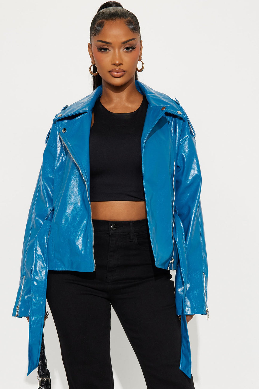Moving On Faux Leather Moto Jacket - Teal