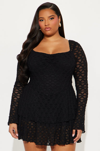 Dusk to Dawn Lace Mini Dress - Black