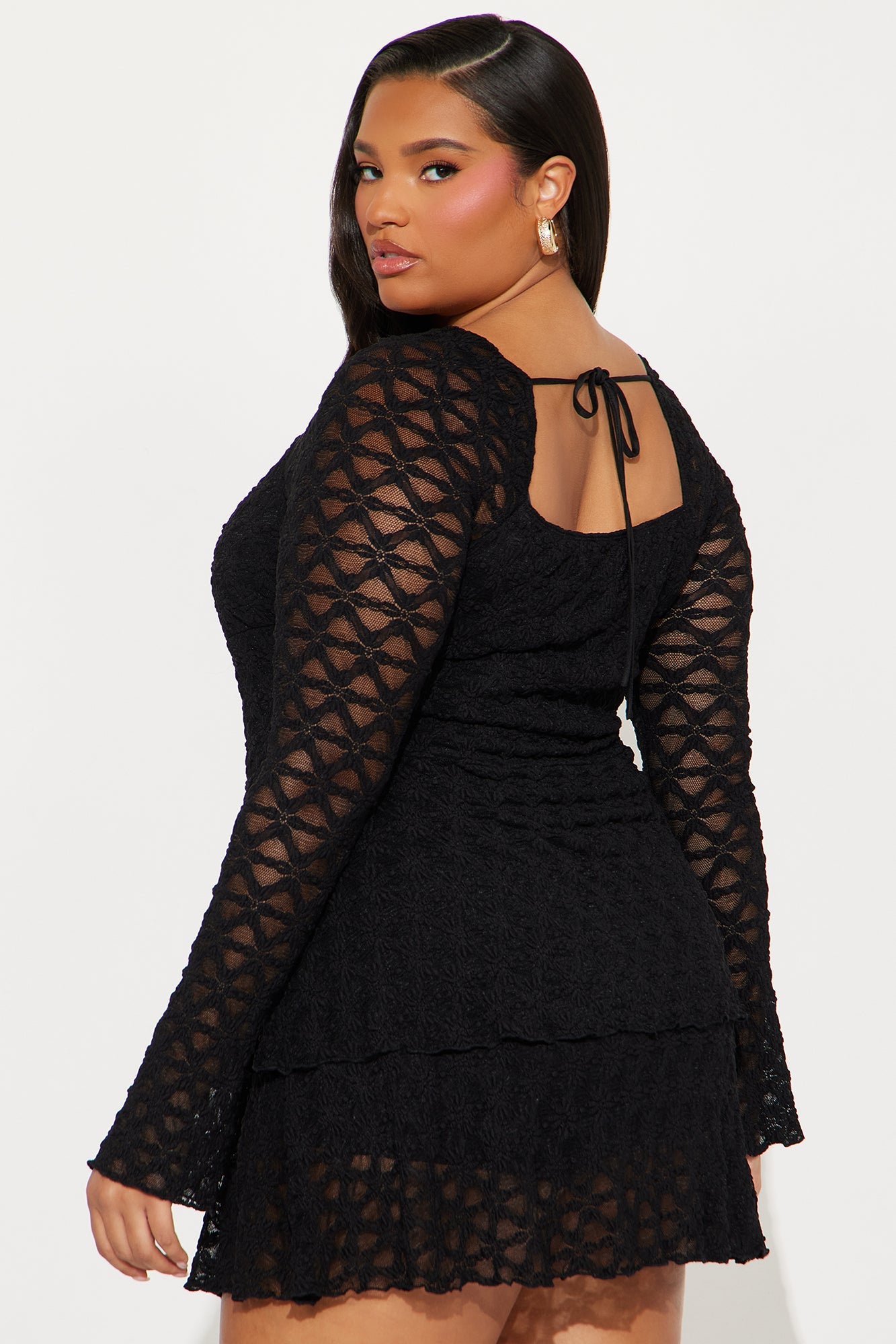 Dusk to Dawn Lace Mini Dress - Black