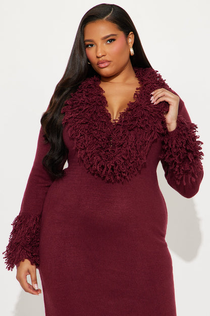 Chi Sweater Maxi Dress - Burgundy