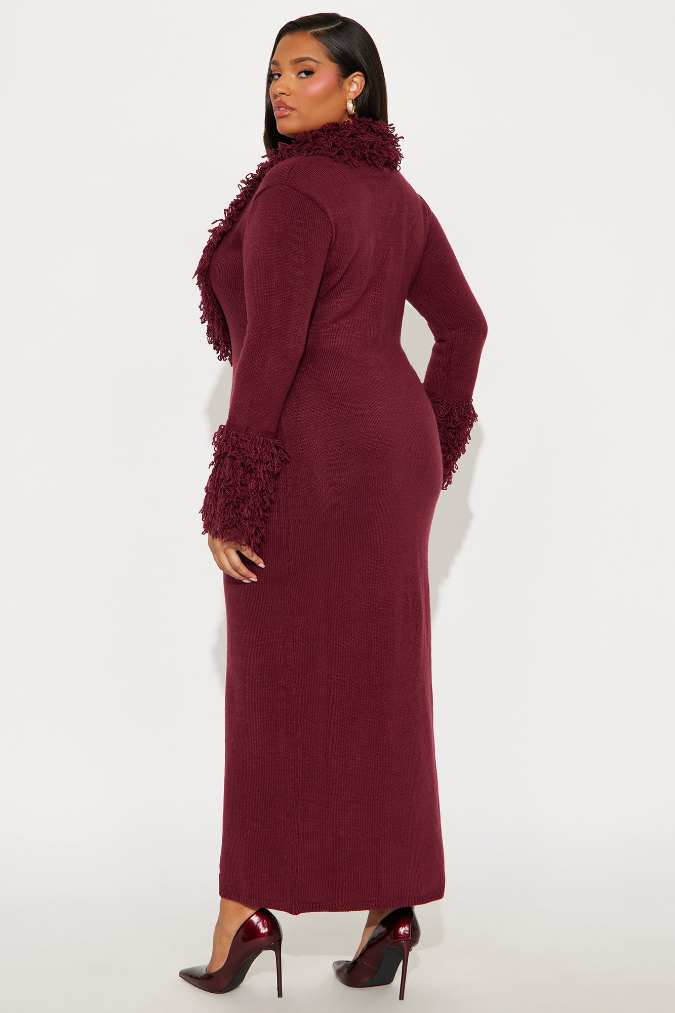 Chi Sweater Maxi Dress - Burgundy